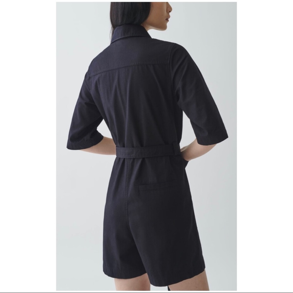 NEW! COS | Cotton twill belted denim romper zip front - Picture 2 of 7